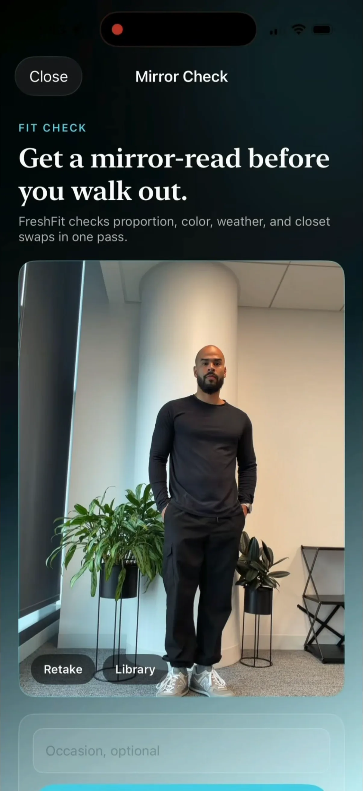 FreshFit Mirror Check with outfit photo