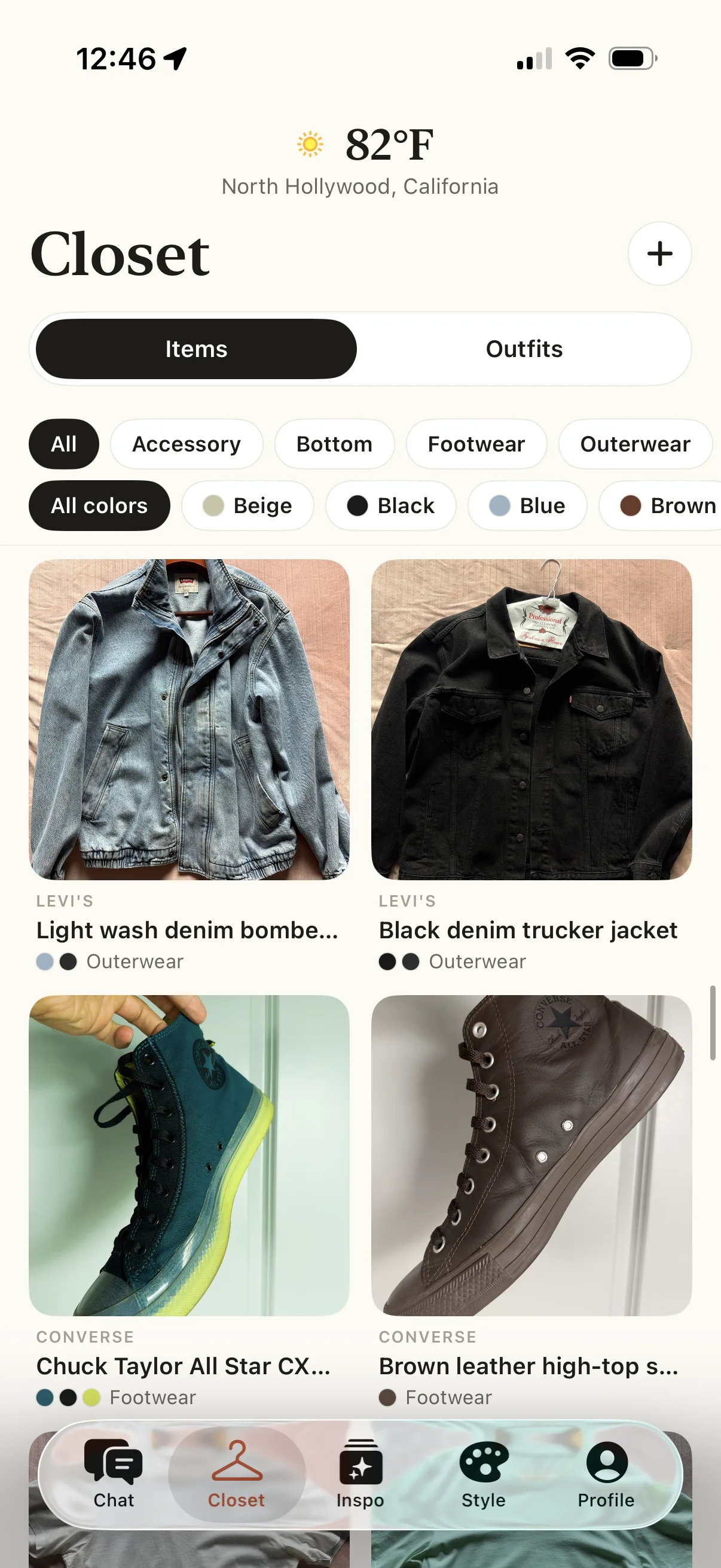 FreshFit closet with weather and wardrobe filters